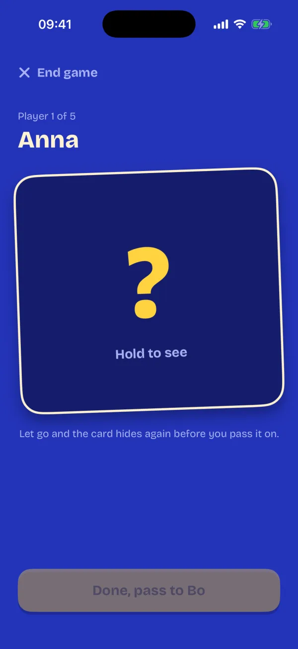 A hidden card that the player holds to see