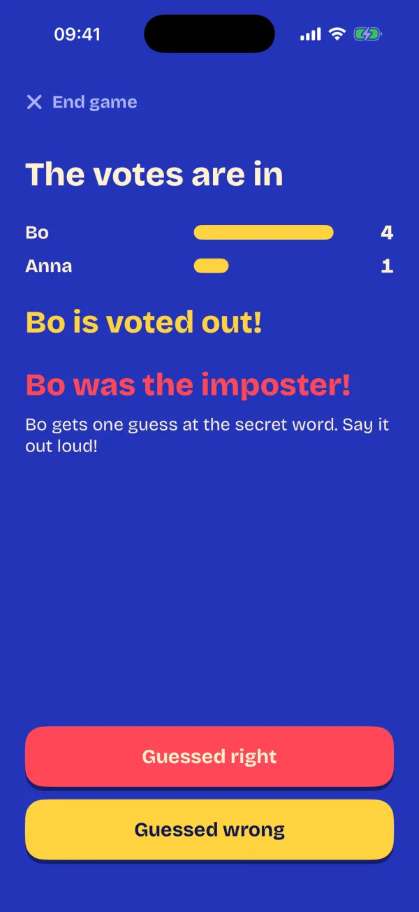 The votes are counted and the imposter is revealed