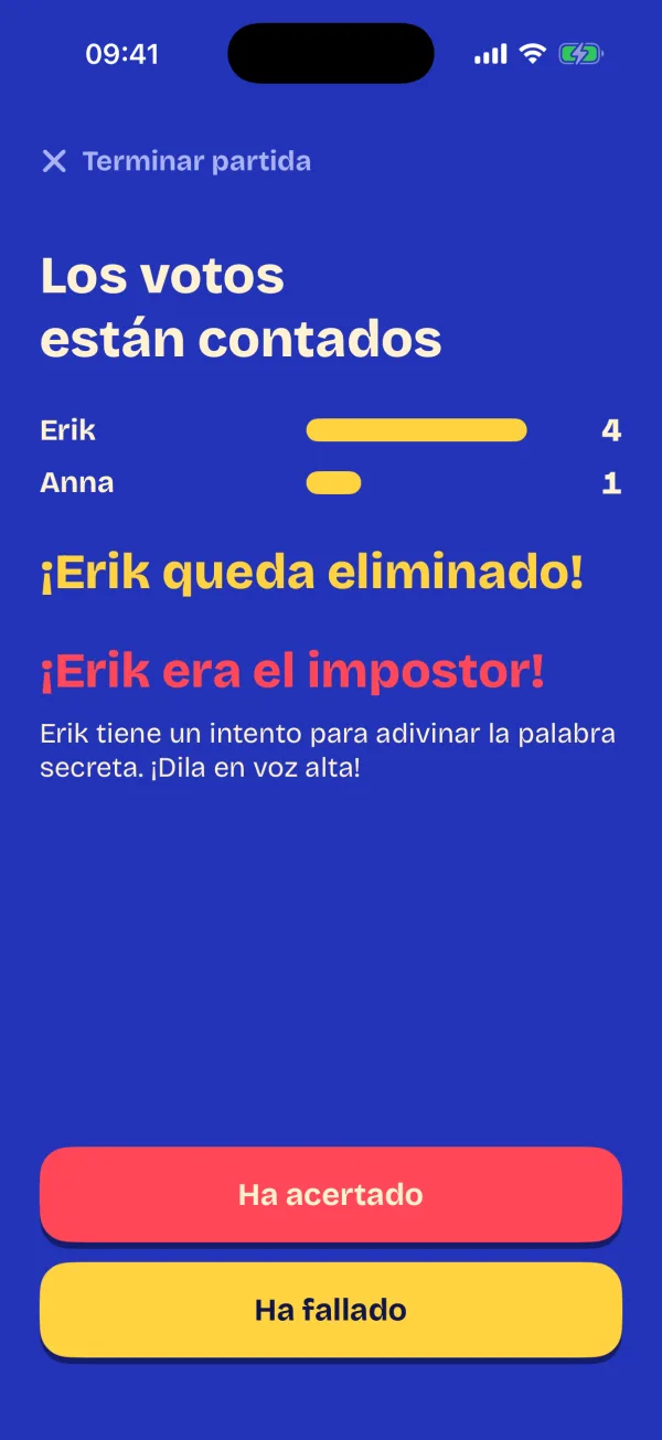 Los votos están contados y se revela al impostor